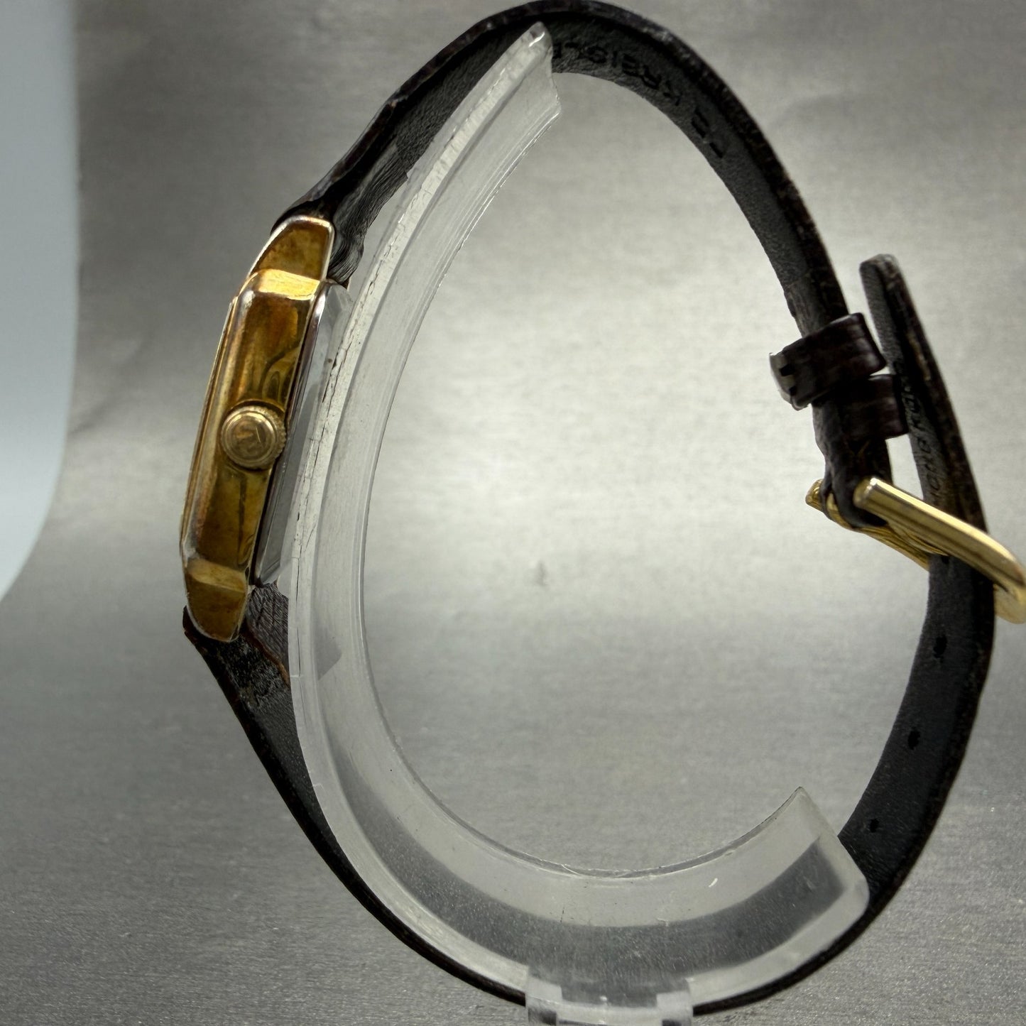 Tissot Watch Women 20mm Gold Dial Gold Tone Rectangle Leather Swiss New Battery6