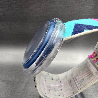 Swatch Pop Photofish Watch Women 47mm Blue Dial Round PWN101 New Battery VTG2