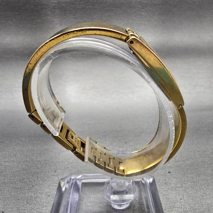 Bulova Watch Women 15mm Champagne Dial Gold Tone Rectangle New Battery 97T468