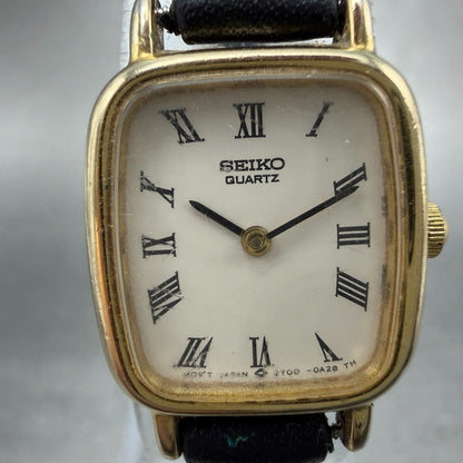 Seiko Watch Women 17mm White Dial Gold Tone Rectangle 2Y00-5A00 New Battery1