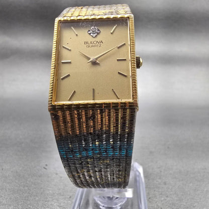 Bulova Watch Women 23mm Gold Dial Gold Tone Rectangle 92N75 New Battery Vintage5