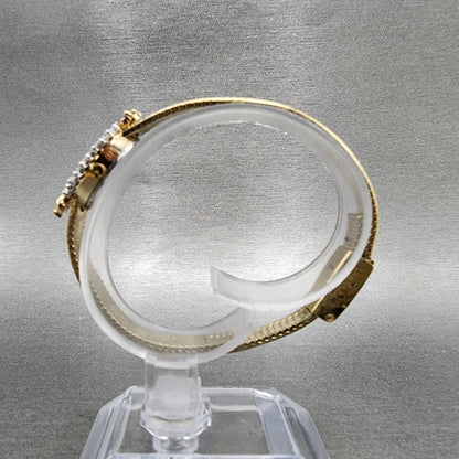 Armitron Deauville Diamond Watch Women 15mm Gold Dial Gold Tone Oval New Battery6