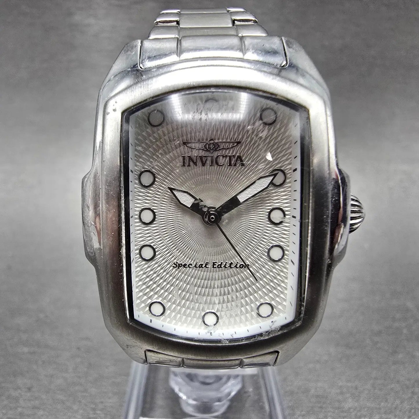 Invicta Lupah Watch Women 29mm Silver Dial Silver Tone Rectangle 15842 New Batt2