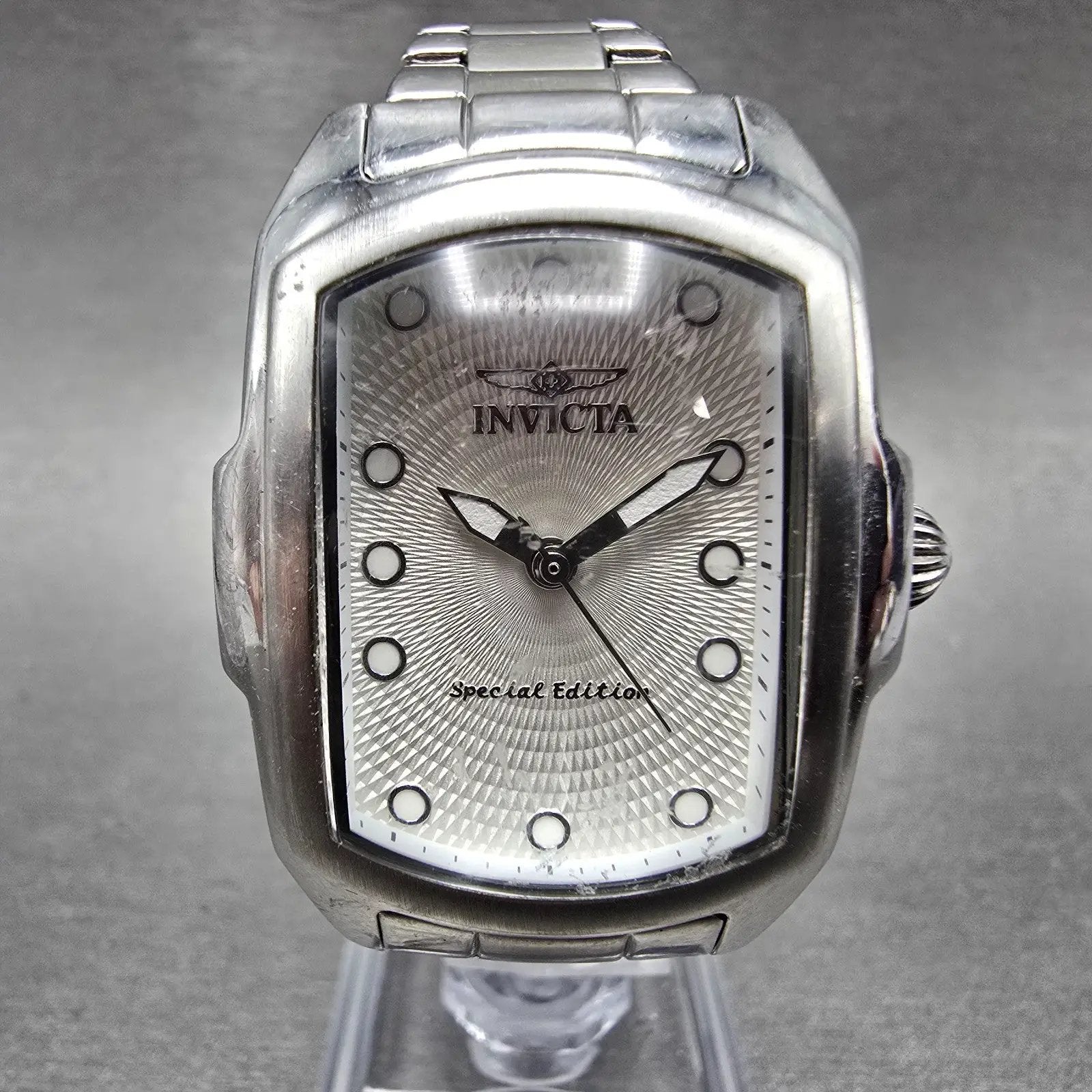 Invicta Lupah Watch Women 29mm Silver Dial Silver Tone Rectangle 15842 New Batt2