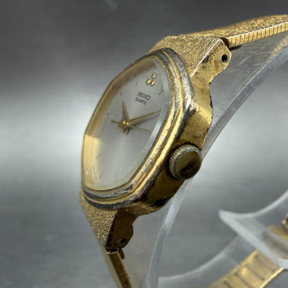 Seiko Watch Women 22mm Silver Dial Gold Tone Octagon 1421-5140 New Battery2