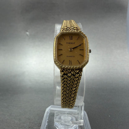 Tissot Watch Women 16mm Gold Dial Gold Plated Octagon mesh Band PARTS6