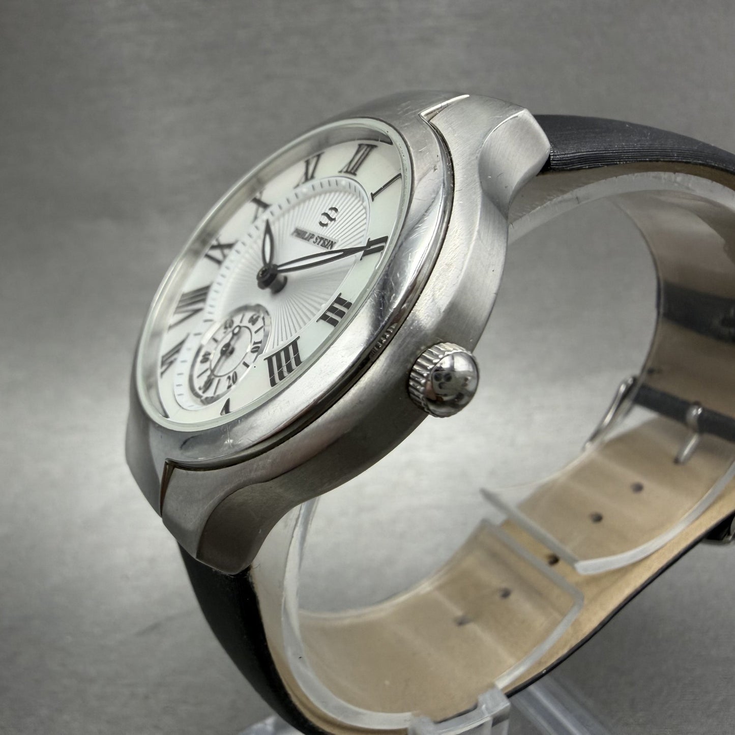 Philip Stein Watch Women 35mm MOP Dial Silver Tone Small Seconds New Battery2
