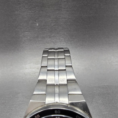 Casio Edifice Solar Watch Men 44mm Black Dial Silver Tone Daydate EF-340 Runs4