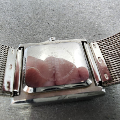 Skagen Tank Watch Women 23mm Black Dial Stainless Steel Rectangle New Battery