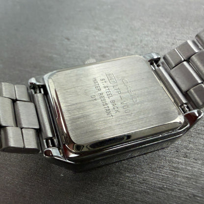 Casio Tank Watch Women 22mm Black Dial Silver Tone Rectangle LTP-V007 NewBattery9