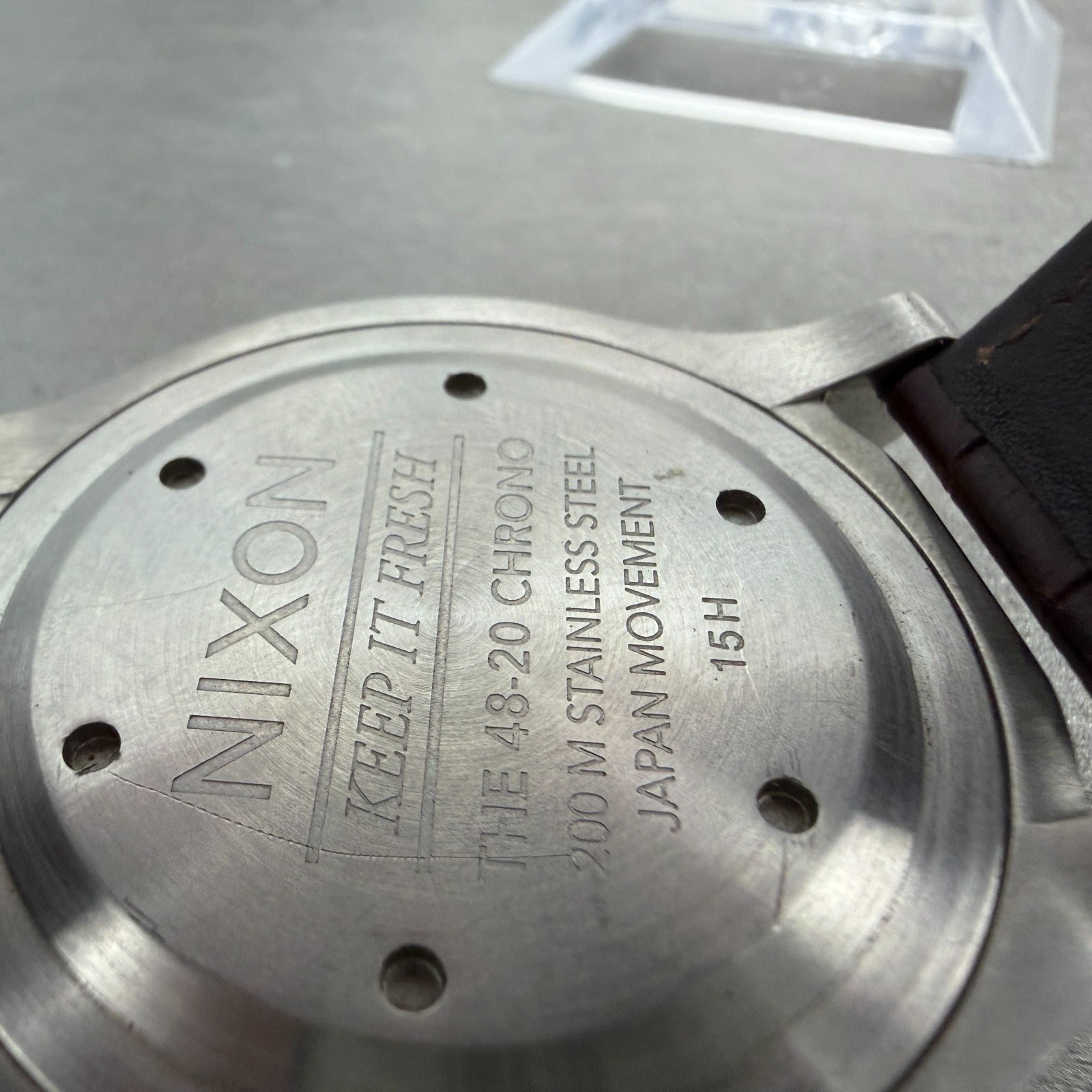 Nixon 48-20 Chrono Watch Men 48mm Brown Dial Silver Tone Date Round New Battery9