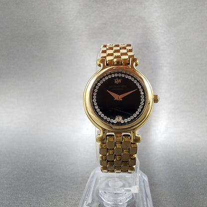 Raymond Weil Watch Women 24mm Black Dial Gold Plated Diamonds 9937 New Battery5