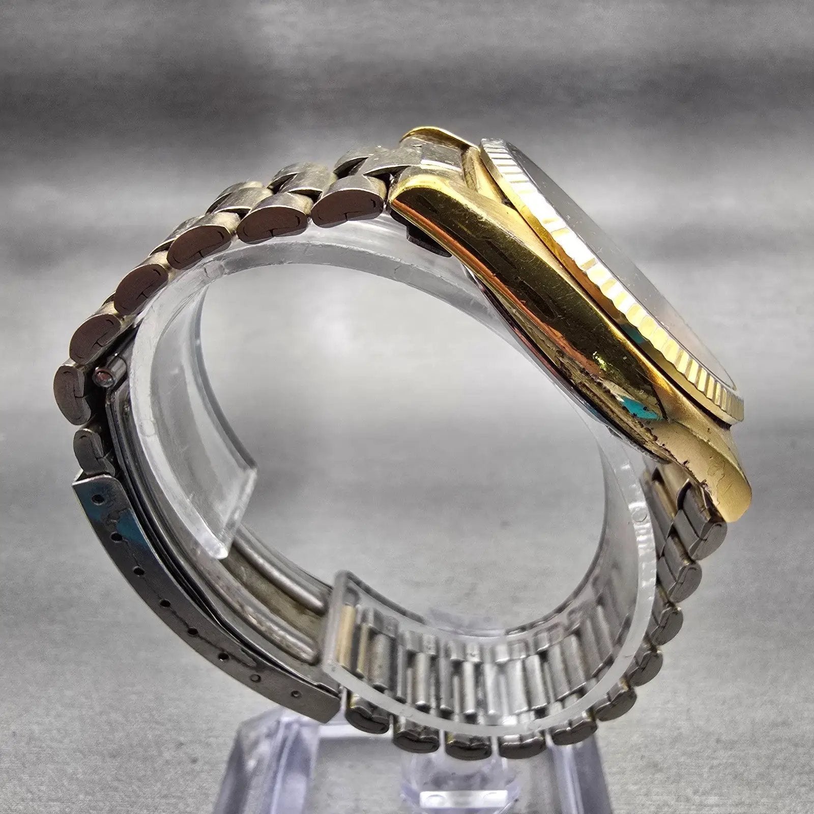 Seiko SQ President Watch Men 36mm Gold Dial Gold Tone Daydate 7123-8059 New Batt8
