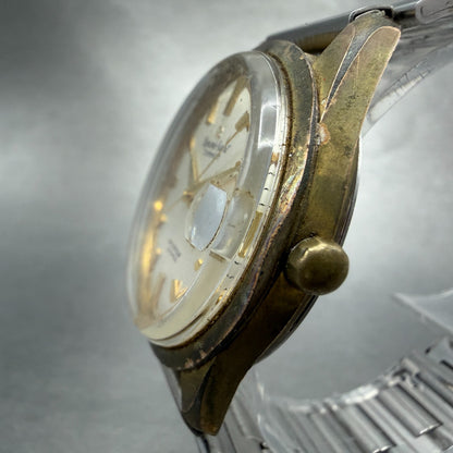 Rioch Dynamic Escort Watch Men 36mm Silver Dial Gold Tone Date Round Manual Runs2