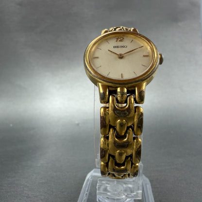 Seiko Watch Women 24mm Cream Dial Gold  Tone Round V700-6389 New Battery5