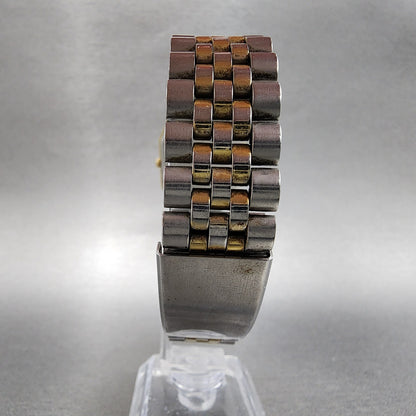 Seiko Tank Watch Men 25mm Champagne Dial Twotone Rectangle 5e315a00 New Battery7