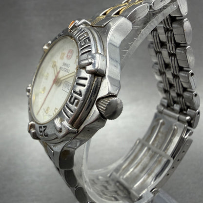 Swiss Military Watch Women 29mm White Dial Two Tone Daydate Round New Battery A12