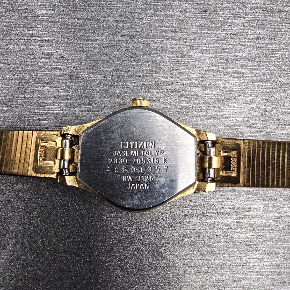 Citizen Seven Watch Women 19mm Black Dial Gold Oval 2030-205316 New Battery JP2110
