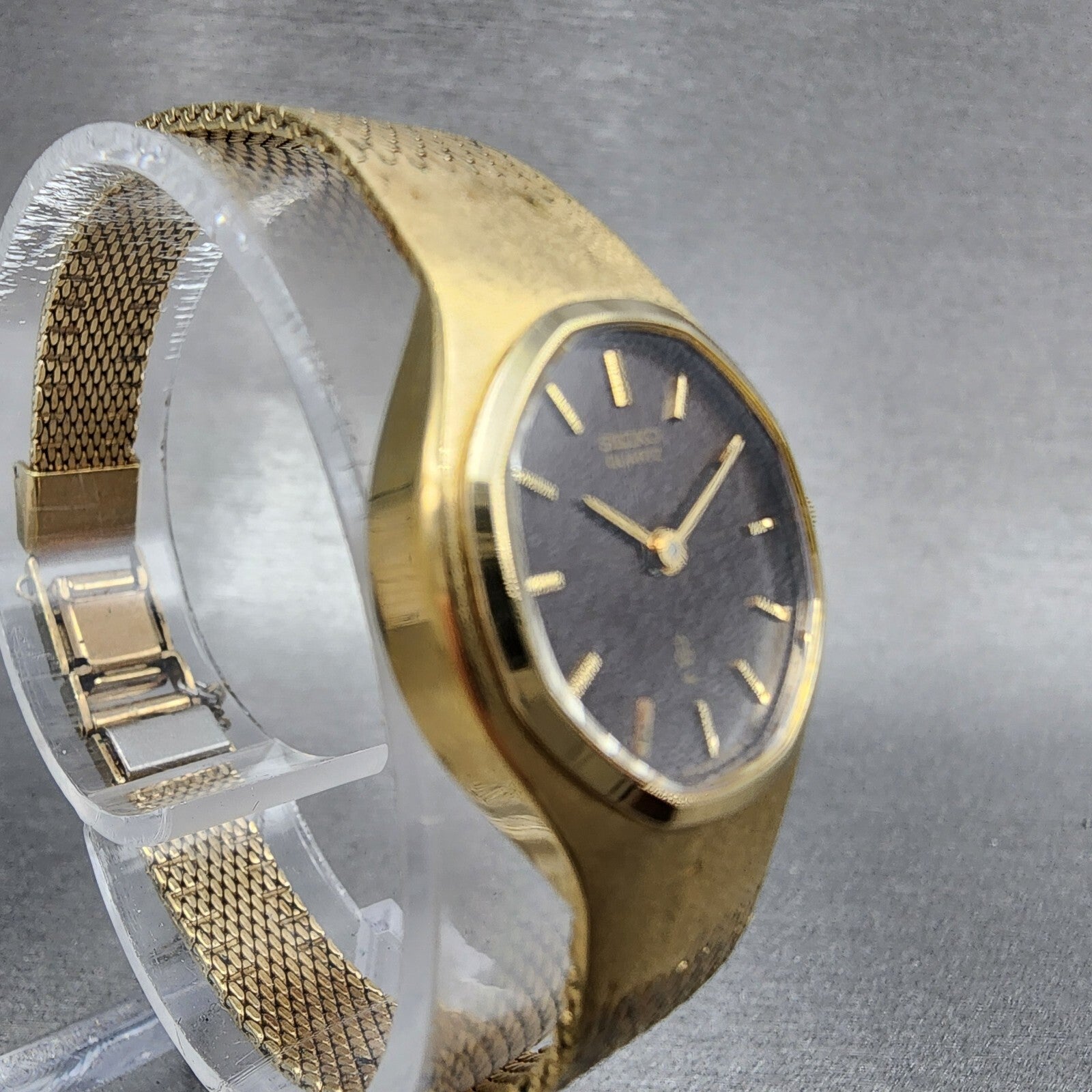 VTG Seiko Watch Women 22mm Brown Dial Gold plated Round 437000 New Battery3