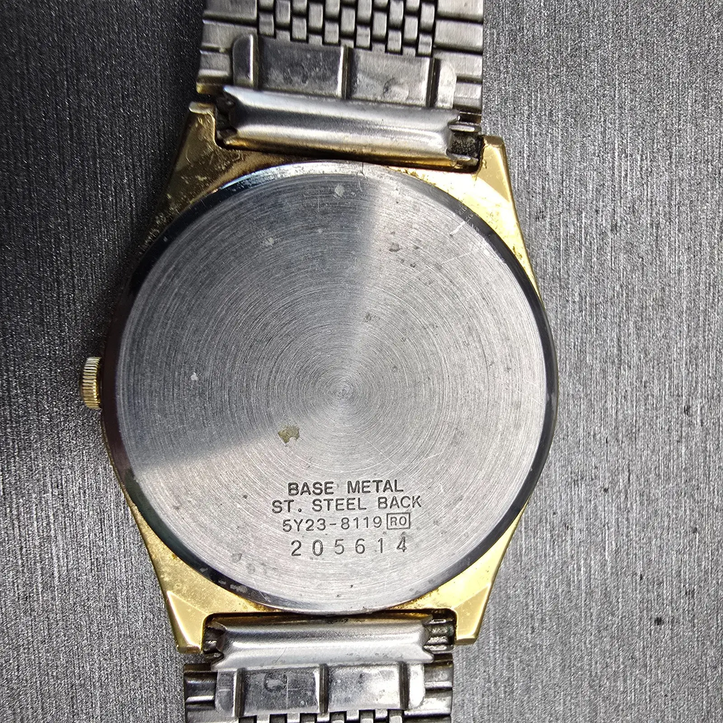 Seiko Watch Men 33mm Champagne Dial Gold Tone Daydate 5Y23-8119 New Battery VTG10