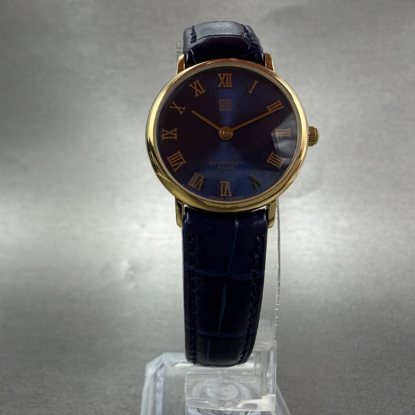 Givenchy Watch Women 24mm Blue Dial Gold Tone Round Swiss New Battery W/Box5