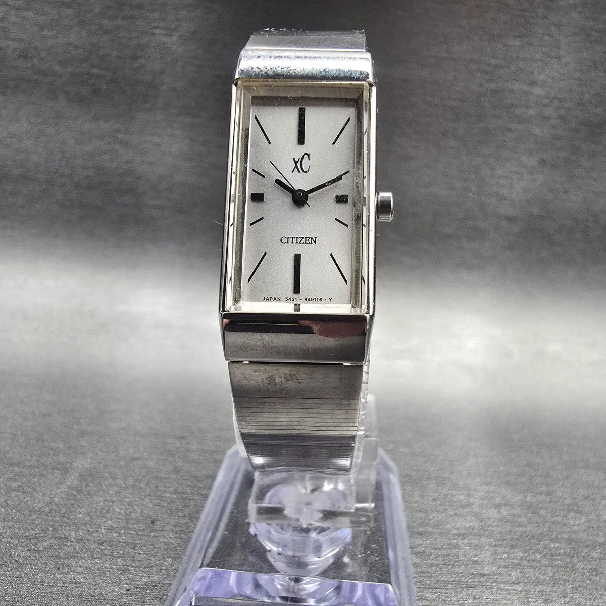 Citizen XC Watch Women 15mm Silver Dial Silver Tone Rectangle 5431-H23214 NewBat5