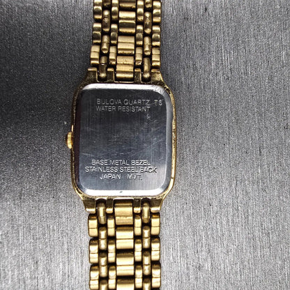 Bulova Tank Watch Women 19mm White Dial Gold Rectangle 97L64 New Battery JP10