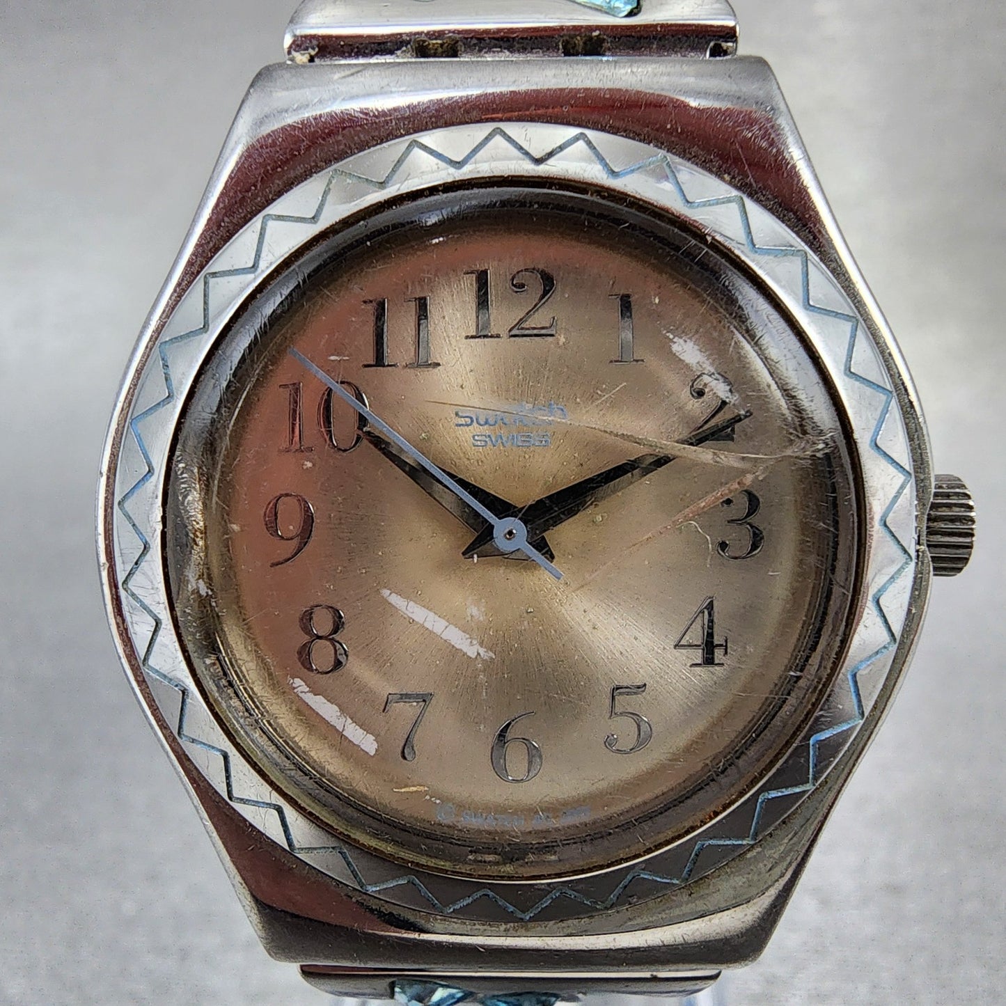 Swatch Irony Medium Ellazul Watch Women 33mm Silver Dial Silver Tone New Battery1