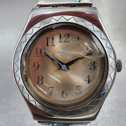 Swatch Irony Medium Ellazul Watch Women 33mm Silver Dial Silver Tone New Battery1