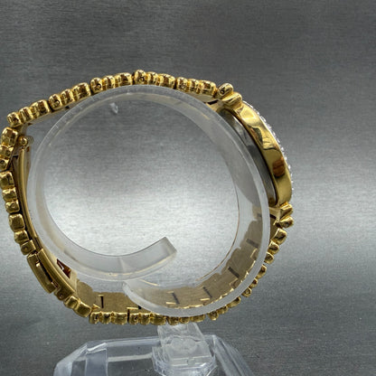 Gruen Watch Women 21mm White Dial Gold Tone Oval Crystal bezel New Battery8