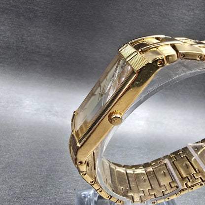 Bulova Watch Men 25mm Champagne Dial Gold Tone Rectangle 97F54 New Battery2