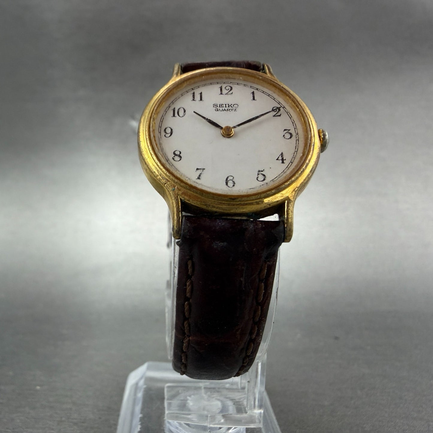 Seiko Watch Women 26mm White Dial Gold Tone Round Vintage V700-6091 New Battery5