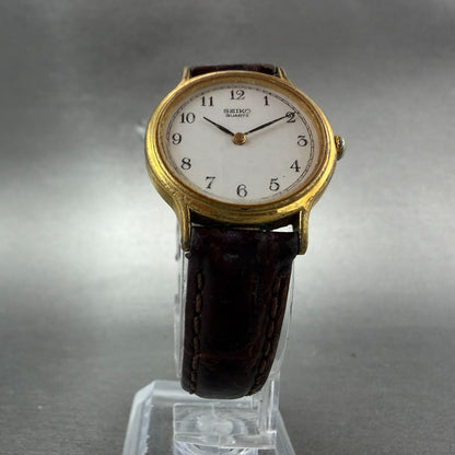 Seiko Watch Women 26mm White Dial Gold Tone Round Vintage V700-6091 New Battery5