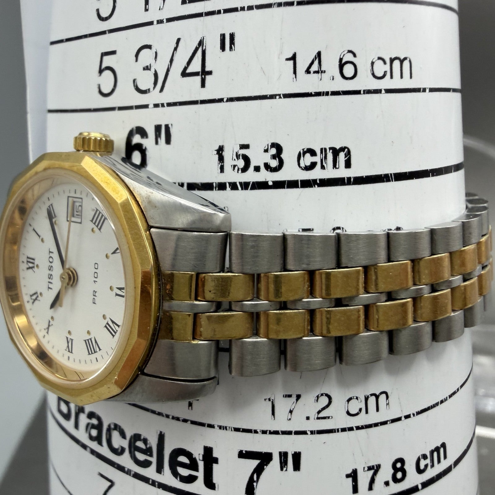 Tissot PR100 Watch Women 26mm White Dial Two Tone Date Round P330A/430A New Batt10