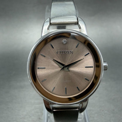 Citizen Watch Women 26mm Rose Dial Silver Tone Round 9627-S121655 New Battery0