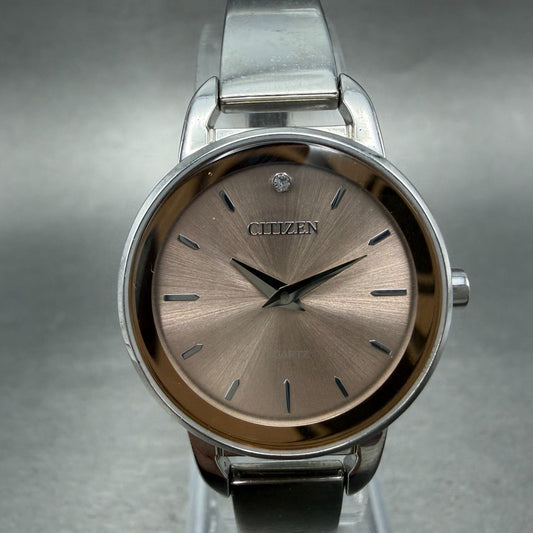 Citizen Watch Women 26mm Rose Dial Silver Tone Round 9627-S121655 New Battery0