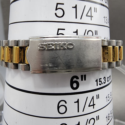 Seiko SQ Watch Women 24mm Gold Dial Two Tone Daydate 24mm Round New Battery B1210