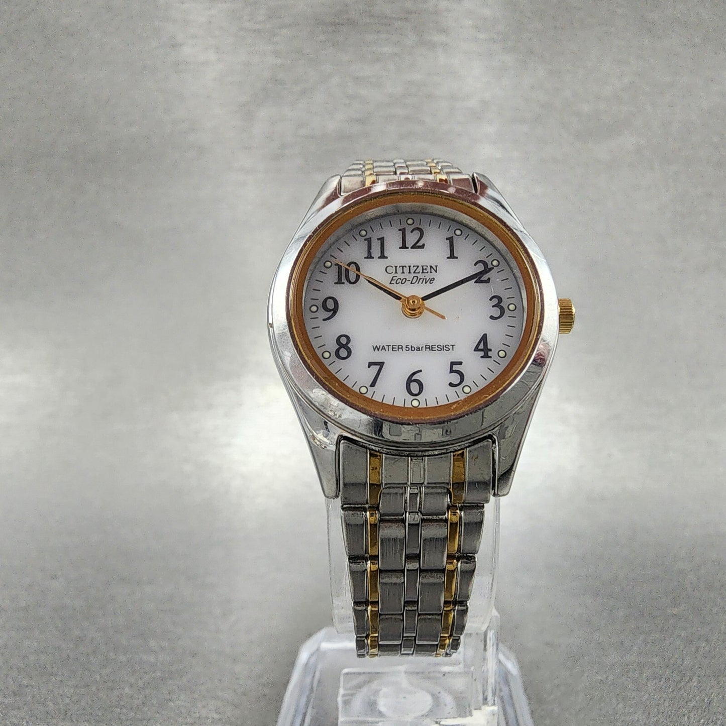 Citizen EcoDrive Watch Women 24mm White Dial Two Tone E030L20484 Runs5