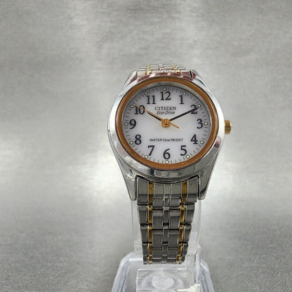 Citizen EcoDrive Watch Women 24mm White Dial Two Tone E030L20484 Runs5