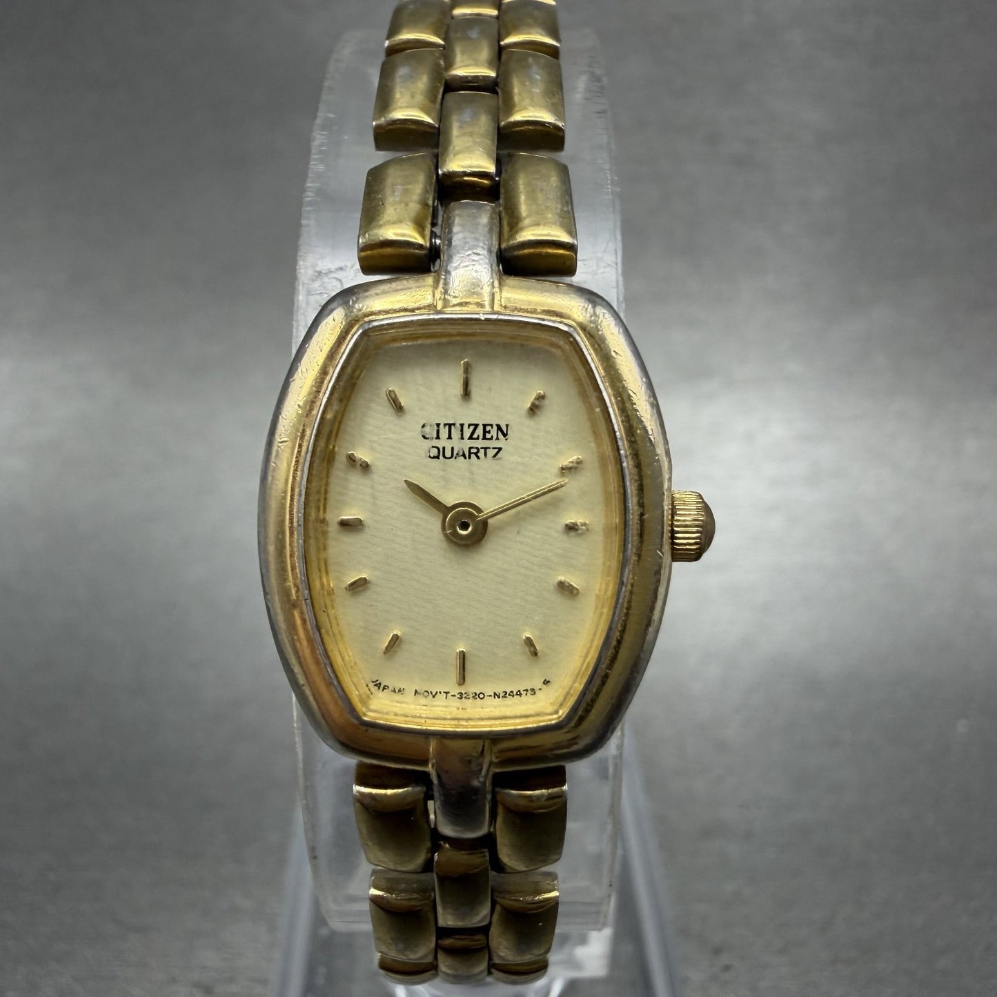 Citizen Watch Women 17mm Champagne Dial Gold Tone Oval 3220S41207 New battery0