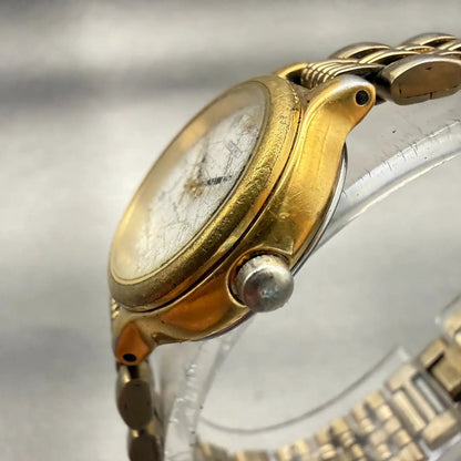 Seiko Watch Women 23mm White Dial Gold Tone Date Round 7N82-0228 New Battery VTG2