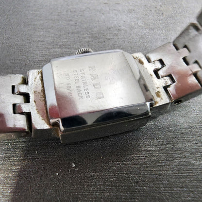 Rado Tank Watch Women 16mm Silver Dial Silver Tone Manual Wind Runs VTG9
