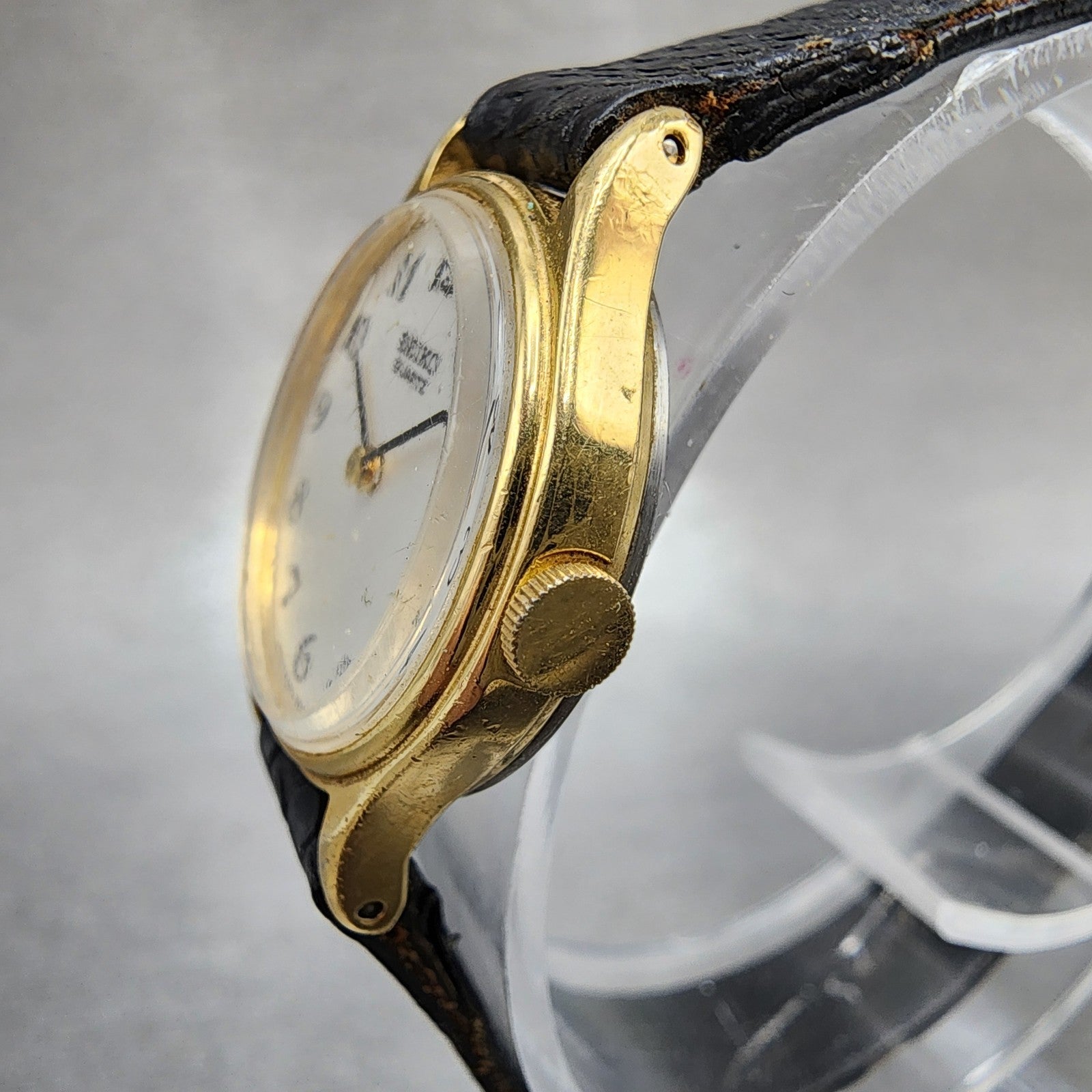 Seiko Watch Women 22mm White Dial Gold Tone Round 54200049 New Battery VTG2