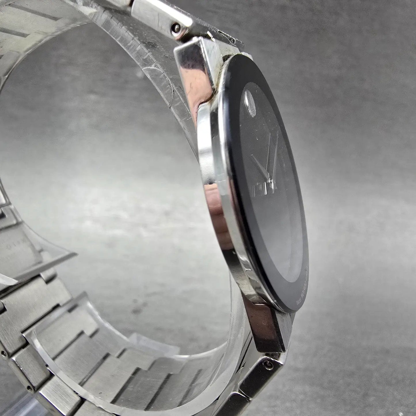 Movado Safiro Watch Men 31mm Black Dial Silver Tone Round 99.C6.877 New Battery3