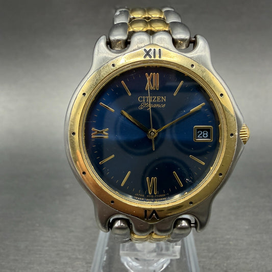 Citizen Elegance Watch Unisex 33mm Blue Dial Two Tone Date Round New Battery0