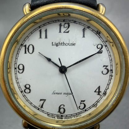 Citizen Lighthouse Watch Unisex 32mm White Dial Gold Round 3630-363086 New Bat1