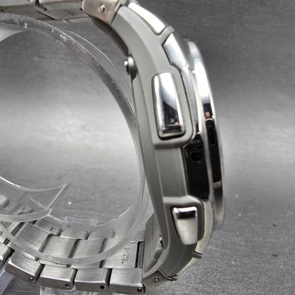 Casio Wave Ceptor Watch WVA-470 Men 42mm Black Dial Silver Alarm Chronograph LP3