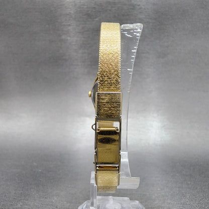 Vintage Seiko Watch Women 25mm Gold Dial Gold Tone Hexagon 2C215149 New Batt A17