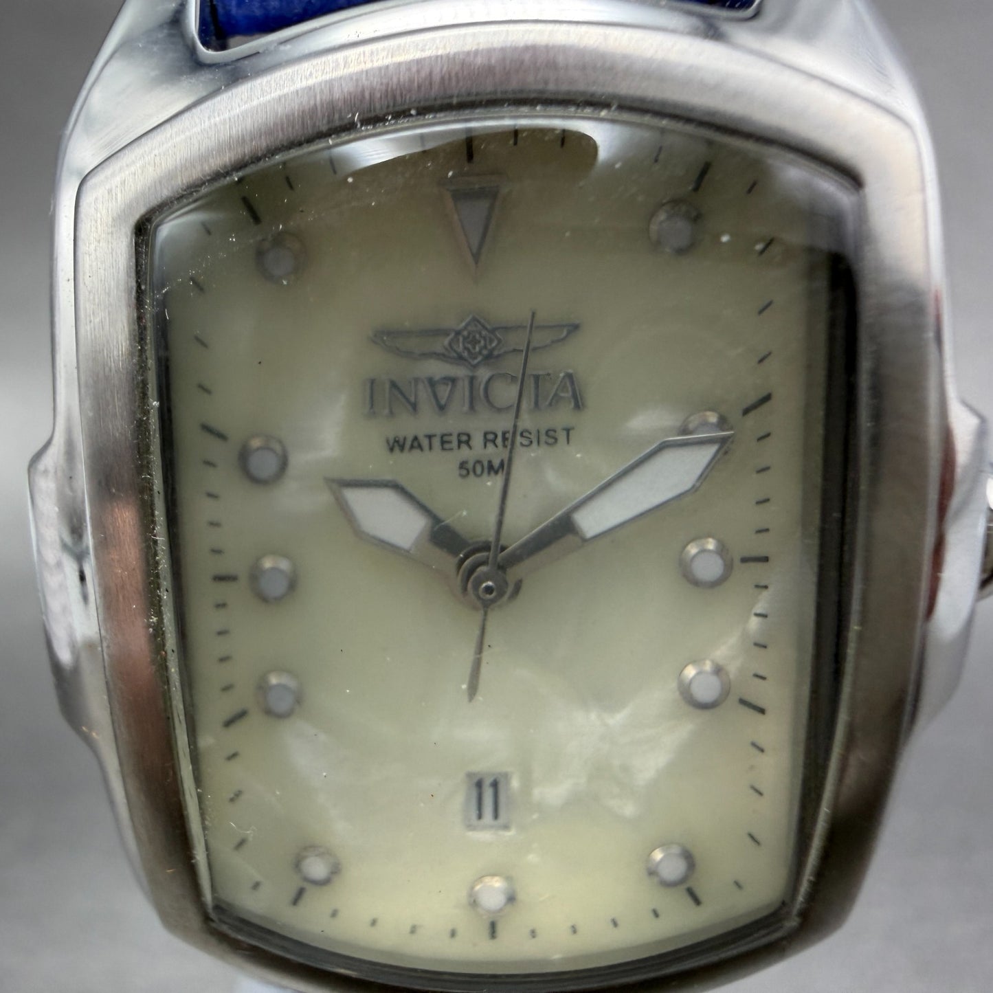 Invicta Lupah 29mm MOP Dial Silver Tone Date Rectangle 0010 New battery1