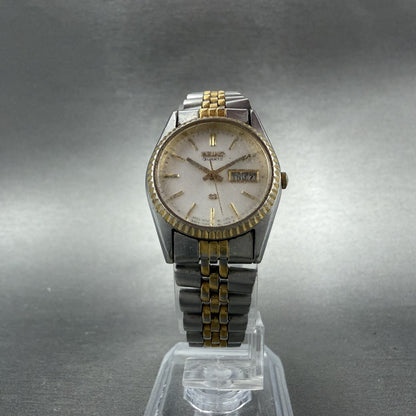 Seiko SQ Watch Women 24mm White Dial Two Tone Daydate 3y03-0169 New Battery KI45